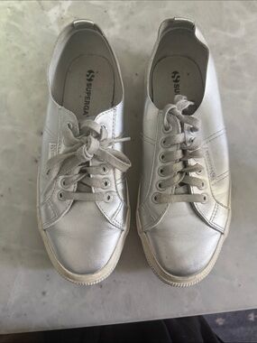 Superga Women's Silver Low-Top Lace-Up Sneakers